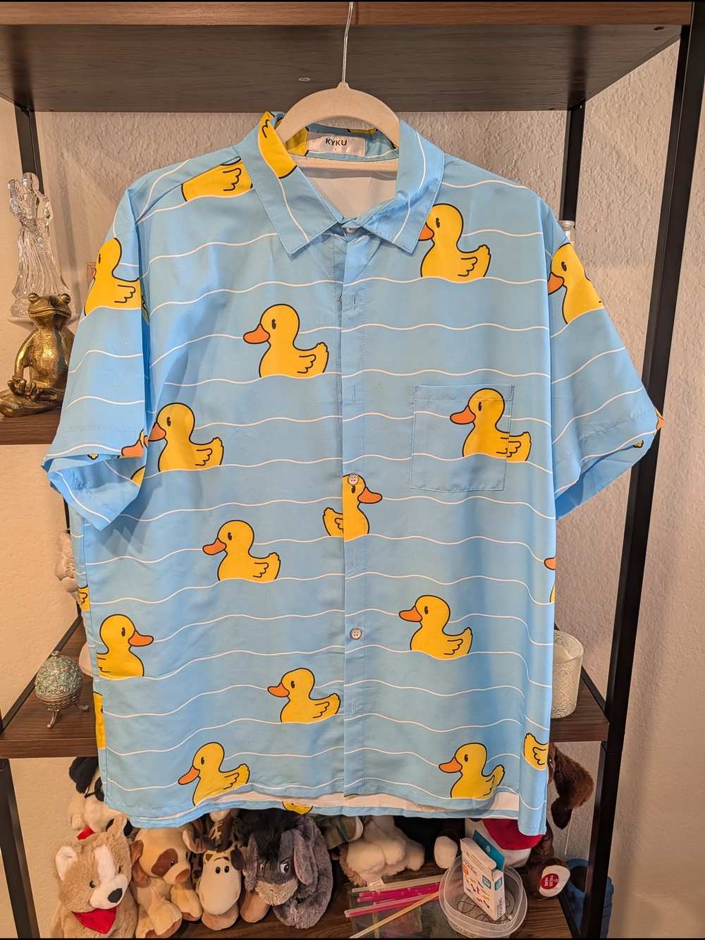 Blue Rubber Duck Short-Sleeve Button-Up Shirt